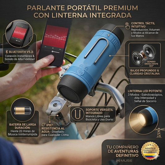 Parlante + Linterna para Bicicleta 3 en 1 🚴‍♂️