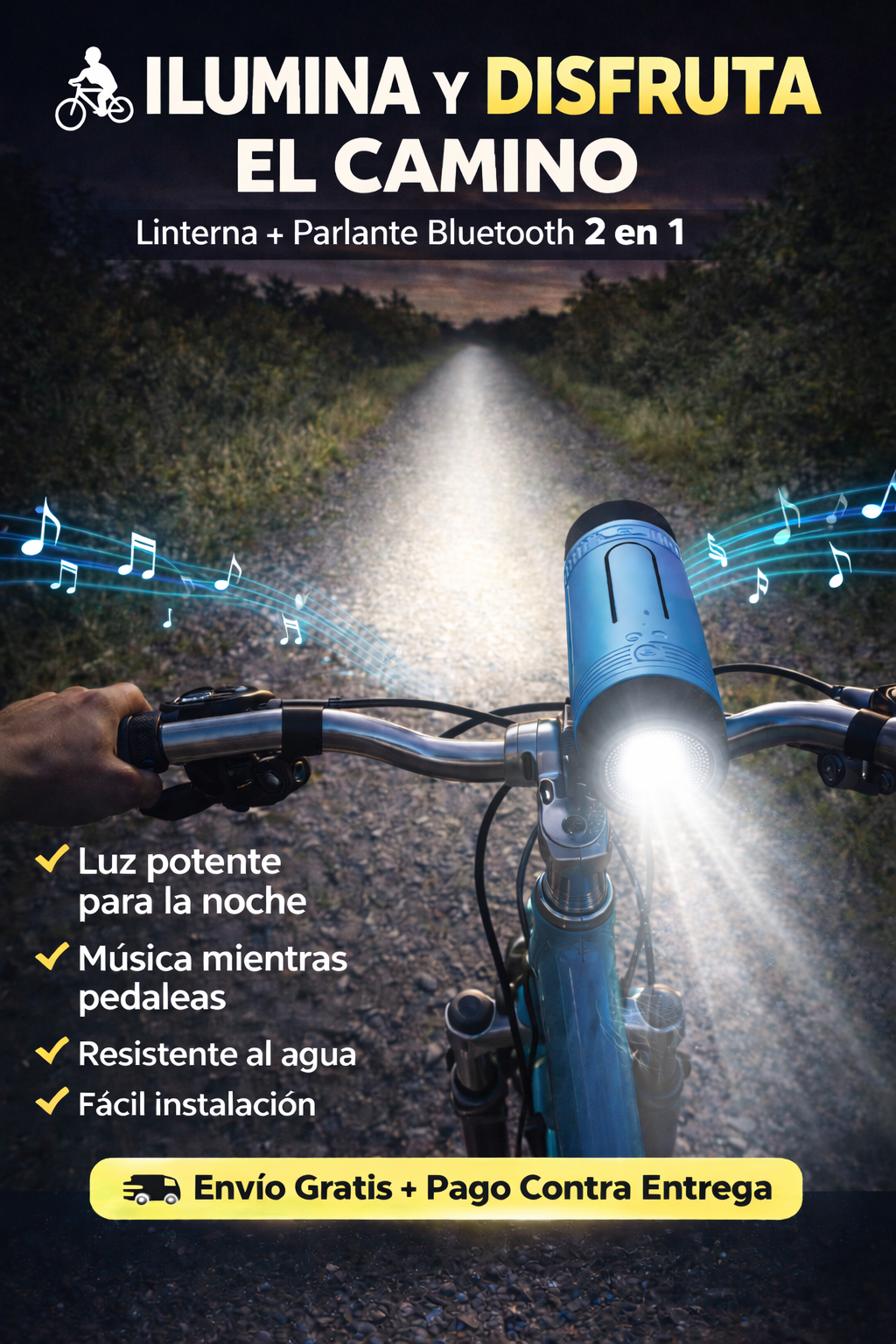 Parlante + Linterna para Bicicleta 3 en 1 🚴‍♂️